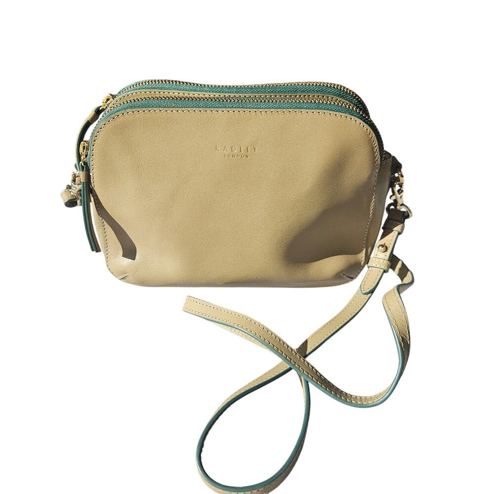 Radley London Leather Crossbody Bag Beige Double Zip Small Purse
